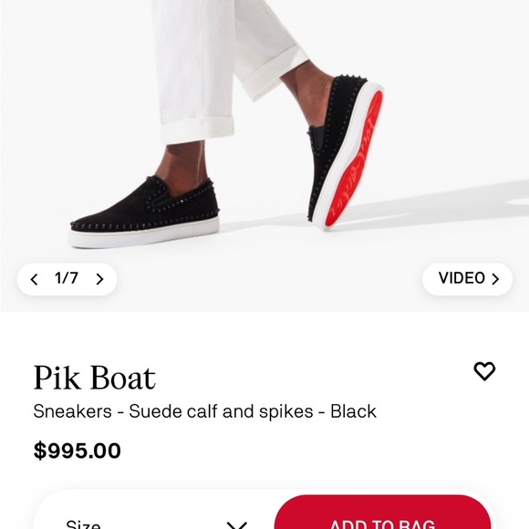 Christian Louboutin Pik Boat Sneakers in Black Velvet with Gold Spikes - Picture 11 of 12